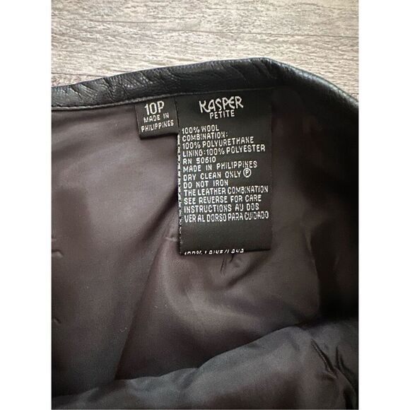 Vintage Kasper APL Houndstooth Black & White Wool 2 Piece Blazer Skirt Set | 10P - Picture 11 of 12